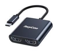 RayCue Adattatore da USB-C a doppio HDMI 4K a 60Hz, convertitore da tipo C (Thunderbolt 3) a HDMI per configurazione a doppio monitor, MacBook/laptop/HP/Dell/Surface/Lenovo/Thinkpad/Chromebook