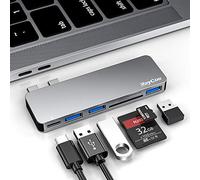 RayCue Hub USB-C 6 in 1 per MacBook Pro/Air M1/M2/M3 2023/2022/2021 13"-16"; porte USB 3.0, lettore di schede SD/TF, porta Thunderbolt 3 PD