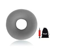 RayE Grande cuscino ortopedico, 45 cm, per emorroidi, gonfiabile, ortopedico, a ciambella, cuscino gonfiabile, con pompa, colore grigio