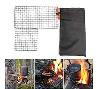 Rayeeley Bushcraft - Set di 2 griglie da campeggio in acciaio inox, griglie per barbecue con zaino in spalla, griglia per barbecue da campeggio, barbecue da campeggio, escursionismo, zaino in spalla