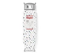 Rayen | Tavola da Stiro - Gamma Basic | Altezza Regolabile | Rete Metallica | Ripiano per Ferro da Stiro | Struttura Grigia e Copertura Stampata Bianca | Misure: 120 x 38 cm