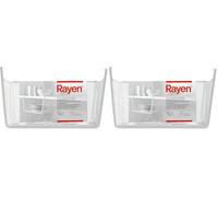 Rayen | Cesto Colgante per Mensole, Organizzatore per Armadio e Cucina, Grande Capienza, 4 Pezzi, Metallo Cromato, Grigio, 26x7,2x5,2 cm e 37,5x2 cm (Confezione da 2)