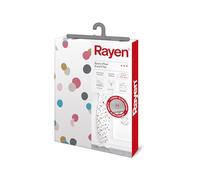 Rayen - Copriasse da stiro, Universale, 3 strati: doppio strato di schiuma e tessuto di cotone stampato al 100%, Gamma Basic Plus, Stampa bianca e coriandoli, 126 x 40 cm