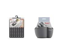 Rayen | Set Scolapiatti L + Organizzatore per Lavello + Spazzola da Cucina | Kit Cucina Completo | Grigio/Bianco