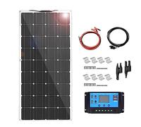 RayGenius 1000w Solar Panel Kit System 5pcs 200w 18v Flexible Monocrystalline Solar Module for Motorhome, Boat, Tent, Car, Trailer, 12v Battery Power Charging,1x300W