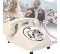 RayGenius Libro degli Ospiti Video per Matrimonio con Registrazione Audio Video Personalizzata, Telefono Antico Ornamentale per Feste memorabili,Beige