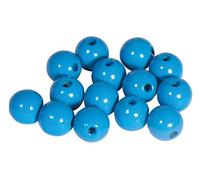 Rayher 1250309 Perle legno FSC 100%, lucide, 10mm ø, blu medio, bus.blis. 52pz
