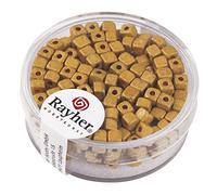 Rayher 14308162 - Cubo Metallizzato Opaco, 3,4 mm, Barattolo da 15 g, Giallo Oro