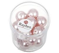 Rayher 14404258 Renaissance - Perline di cera in vetro, diametro 12 mm, confezione da 21 pezzi, colore: Rosa