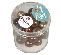 RAYHER 14471000 Renaissance Vetro, Imitazioni di Perle, Semitrasparente, 10 mm con Grande Foro, Barattolo 32 Pezzi, Marrone Mix