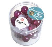 RAYHER 14473000 Renaissance Vetro, Imitazioni di Perle, Semitrasparente, 10 mm con Grande Foro, Barattolo 32 Pezzi, Viola Mix