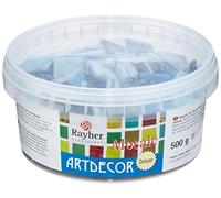 Rayher 1453408 mosaico pietre ArtDecor Deluxe, 2 cm, secchio circa 160 pcs/500 G, azzurro
