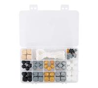 Rayher 14860576 Box perle silicone, nero metallico, 61 pz, incl. filo, box