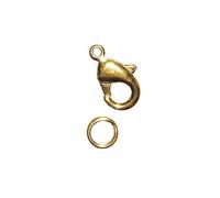 Rayher 2219406 - Moschettone con anello, 9,5 mm, SB-Btl, 2 pezzi, oro
