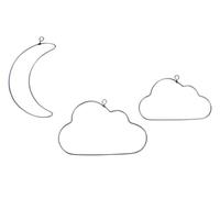 Rayher 24126000 Forme in Filo di Ferro Con Gancio, Mezzaluna e Nuvolette, da Appendere, Argento, 3 Pezzi, 10-12 Cm, per Hobbistica, Addobbi Natalizi, Acchiappasogni, Decorazioni in Macramè