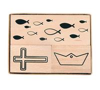 Rayher 29199000 Set timbri legno cresima,comunione, 3,9x2,6cm - 8,3x2,6cm, box 3pz