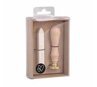 Rayher 29208103 Set sigillo cuori, 2,5cm ø, bianco metallico, 1 timbro, 1 cera ca 12g, box blis. 1set