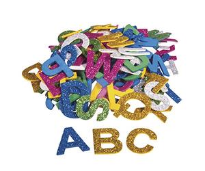 Rayher 30227000 Lettere Alfabeto Gomma Crepla Glitter, Spessore 2 mm, Busta da 130 Pezzi, Sticker Autoadesivi in Colori Assortiti, per Lavori Creativi, Decoro, Bricolage, Dimensione 3 cm