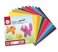 Rayher 3371831000 Carta Origami, 100 Fogli Assortiti in 10 Colori Base Bilaterali, 15X15Cm, 80G/M2, per Bambini Ed Adulti, Lavorazioni con Carta Bricolage