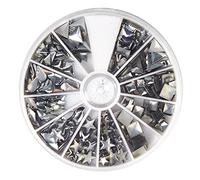 Rayher 38643606 Hotfix rivetti forme Mix 2,5 - 10 mm, contenitore a 420 pezzi, argento