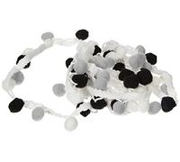 Rayher 55853573 Bordatura con Pompon rotondi nero/bianco, dimensione 3cm, lunghezza 2m, passamaneria, per personalizzare vestiti, costumi, borse e per lavori creativi vari