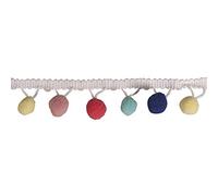 Rayher 55853685 Bordatura con Pompon rotondi colori diversi, dimensione 3cm, lunghezza 2m, passamaneria, per personalizzare vestiti, costumi, borse e per lavori creativi vari