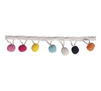 Rayher 55853999 Bordatura con Pompon rotondi colori diversi, dimensione 3cm, lunghezza 2m, passamaneria, per personalizzare vestiti, costumi, borse e per lavori creativi vari