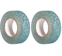 Rayher 59925390 - Nastro glitterato, 15 mm, rotolo da 5 m, colore: Blu (Confezione da 2)