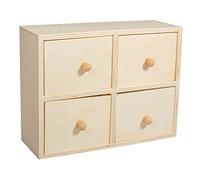 RAYHER 62380000 Cassettiera in legno FSC Mix Credit, 15 x 20 x 7 cm, 4 cassetti, marrone