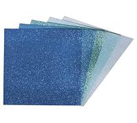 Rayher 75438999 Tavolette gommapiuma glitter, adesive, 2x3x,2cm, 5 colori, bus.blis. 5pz, blu-verde