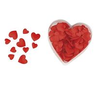 Rayher 8694102 - Spargitore in Tessuto Satinato: Cuore, Bianco, Imbottito, 2 Misure, 13 + 20 mm, Scatola in PVC a Forma di Cuore, 100 Pezzi
