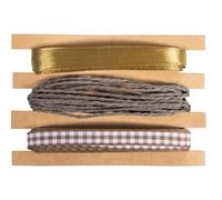 Rayher Bastelzubehör, Oro, Nastro 1cm, Cordoncino 1mmø, 3x3m, Bus.b