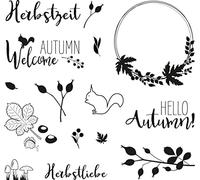 Rayher Clear Stamps Bosco d'Autunno, 102.5x97mm, 14 Motivi, Bus Blis 1Foglio, 50265000