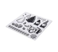 Rayher Clear Stamps Set timbri trasparenti in silicone, tavoletta 102,5x97mm, 14 motivi invernali e natalizi, gnomi, per scrapbooking e decoro, biglietti d'auguri e pacchi regalo, 50254000