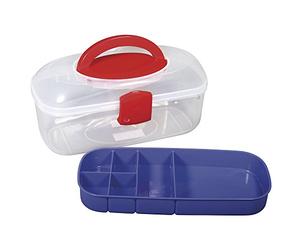 Rayher Contenitore Portaoggetti con Coperchio e Manico, con Inserto A Scomparti, 27.8 x 12.1 x 13.1 cm, per Organizzare e Sistemare Gioielleria, Materiali per Cucire e Scrapbooking
