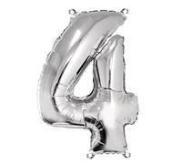Rayher Folienballon Zahl 4", Silber, 96cm, SB-Btl 1Stück Palloncino Foil, Argento, 21 x 13 x 0.2 cm, 6 Unità