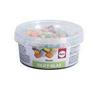 Rayher Mosaico Vetro Silky missto,Opaco, Colori Misti, 1x1cm, (ca 250pz), scatolina 500g, 250 unità