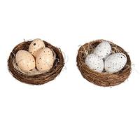 Rayher Nido deco con 3 uova, 6,5cm ø, assortito, box PVC 2pz, 46684000