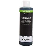 Rayher patio paint, vernice acrilica per esterni, super coprente, resistente alle intemperie, colore nero, 236ml, 38611576