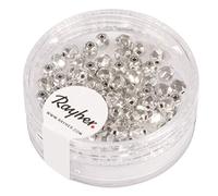Rayher Perla Sfaccettata Vetro, 4Mm Ø, Argento Opaco, Scatolina 100Pz, 14200610