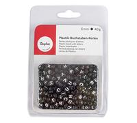 Rayher Perle a Lettera-plastica, 6mm ø, Nero, 6mmø