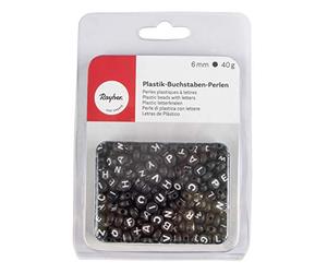 Rayher Perle a Lettera-plastica, 6mm ø, Nero, 6mmø