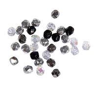 Rayher perline di vetro tagliate, 4mm ø, colori cristallo argento nero, scatola 100 pezzi, per gioielleria bricolage, 14200800