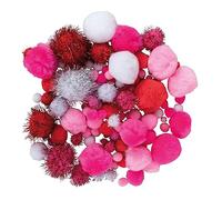 Rayher Pompon misto metallico, 0,5-4,5cmø, tonalità rosso/rosè, assortito, bus.blis. 120pz, 76018258