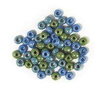 Rayher Rondella Vetro, Opaco, TON.Verde-Blu, Ø 6,7 Mm, Scatolina 55G, 1442300
