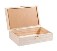 Rayher Scatola Portaoggetti In Legno, Coperchio di Vetro con Scomparto per Accessori, 20 x 12.5 x 6.5 cm, Legno Naturale, da Decorare e Colorare, 62945505