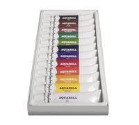 Rayher set di colori ad acquerello, assortimento 12 colori, tubetti da 12ml, per pittura su carta, tela, cartone, per hobbistica, principianti ed esperti, 38915000