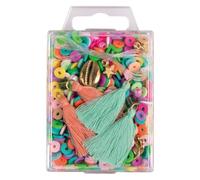 Rayher Set Perle Heishi di Creta polimero, Colore Arcobaleno, Misto Perle Vetro, Nappe, Filo, Box Blister, 15403990