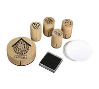 RAYHER - SET TIMBRINI LEGNO UCCELLINI, 4PZ 2,5X3CM, 1PZ 6,5X2CM+ ACCESSORI - RAY-3353773000
