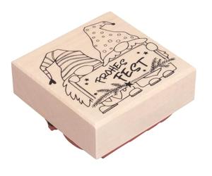 Rayher Timbro "Frohes Fest" i folletti salutano, 6x6cm, 29270000